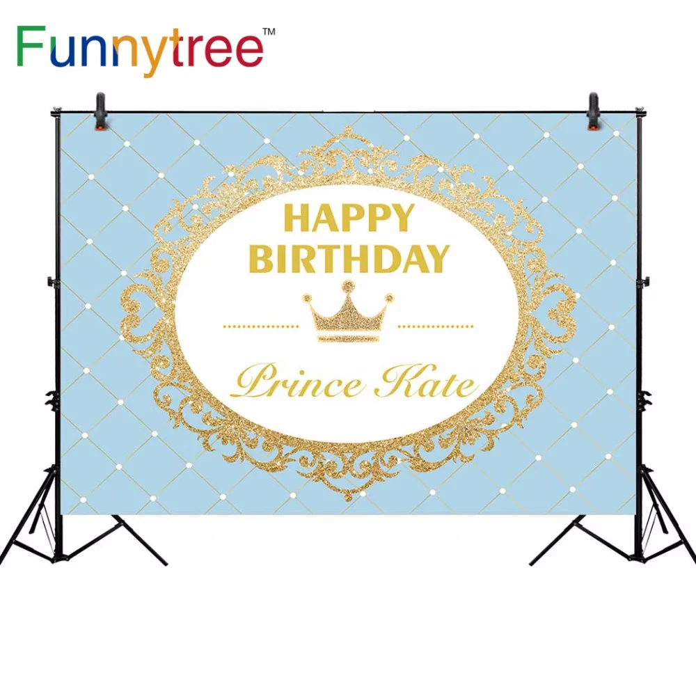 Фон Funnytree для студийной фотосъемки принц голубая Золотая Корона рамка