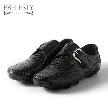 

Prelesty Brand Men Monk Buckle Strap Shoes Genuine Leather Men Flats High Quality Casual Driving Loafer Moccasins Boat Shoes