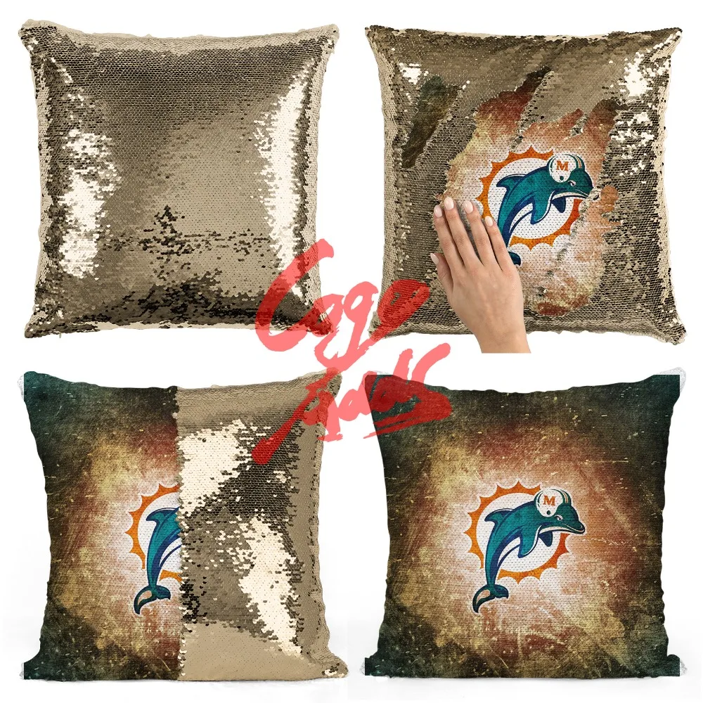 Декоративные подушки в виде дельфинов, обратимая Русалка подушка с блестками, чехол, Прямая поставка