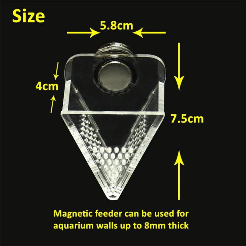 Aquarium Red Cone Worm Feeder Fish Tank Live Frozen Shrimp V Shape Acrylic - Magnetic (7)