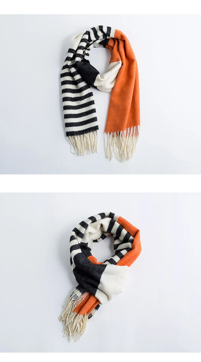 INMAN, зимний художественный женский простой дизайн, контрастный цвет, корейский стиль, все совпадают, украшение кисточками, женский шарф
