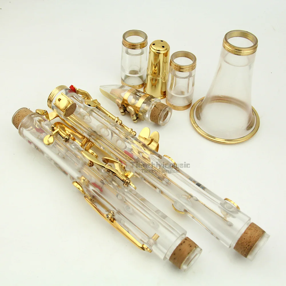 Clarinet Musical instrument acrylic transparent body silver plated Bb clarinet