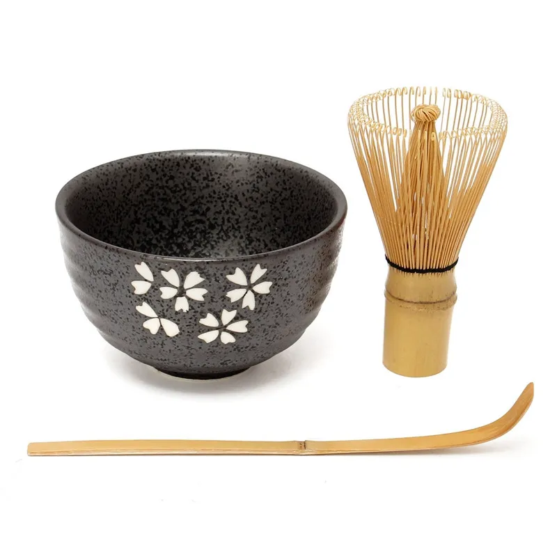 Bamboo Chasen Matcha Whisk + Chashaku Tea Scoop + Matcha Bowl Ceramic