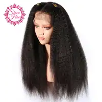 360 Lace Frontal Wigs For Women Black Color Remy Brazilian 150% Kinky Straight Wigs Plucked With Baby Hair Natural Color Slove