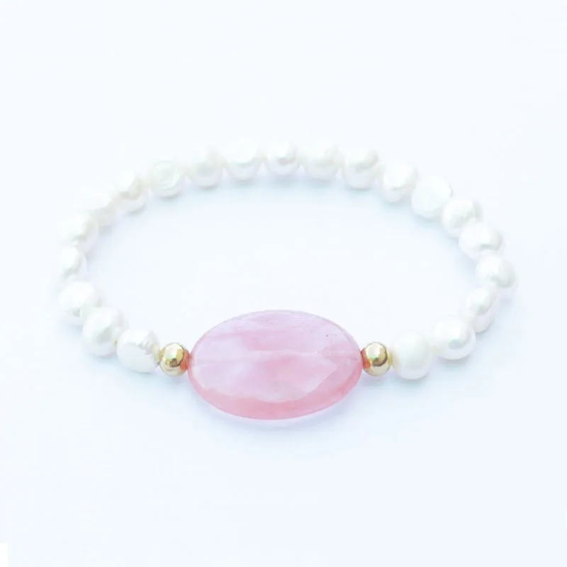 

Freshwater Pearls Bracelet, Natural Green Pink Red Gray Stone Bracelet, Simple Nuture Stone Bracelet, Beautiful Beaded Gift