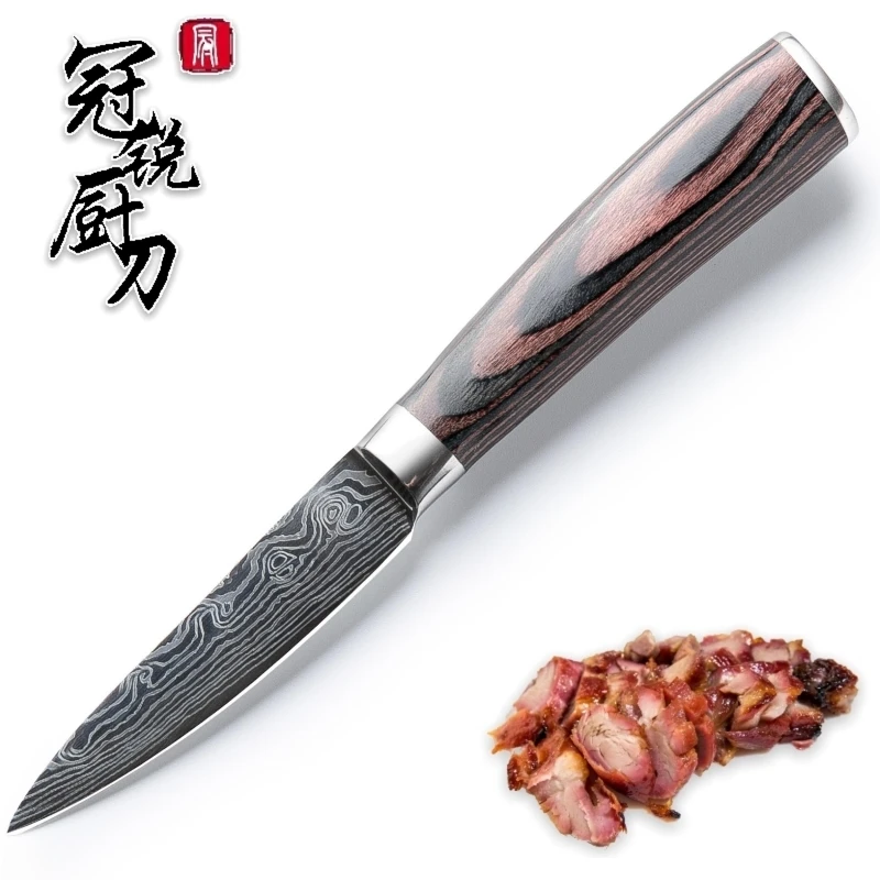 

Paring Knife 3.5 inch German Stainless Steel Damascus Laser Pattern Kitchen Knives Fruits Vegetables Cooking Tools ECO Friendly