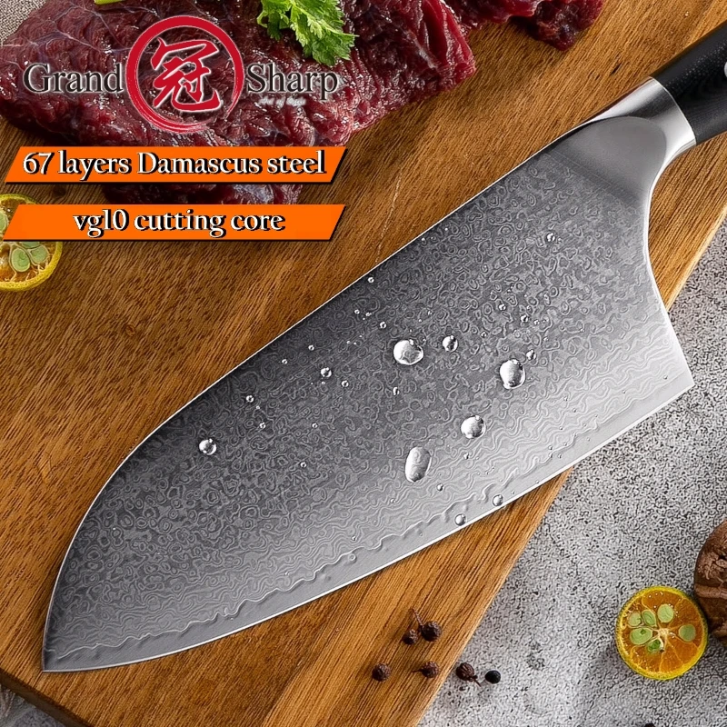  2 Pcs Damascus Knife Set Cleaver Paring Damascus Kitchen Knives vg10 Japanese Damascus Steel Profes - 32937237041