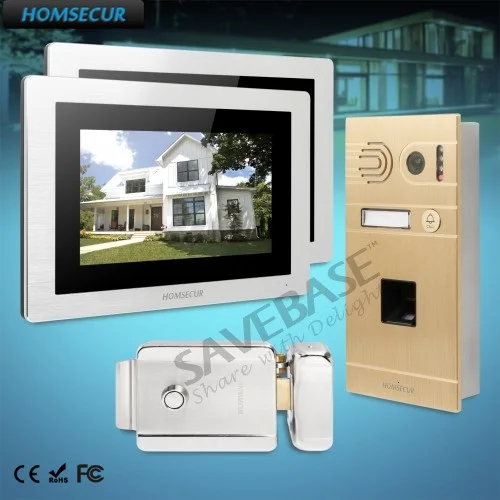 

HOMSECUR 7" Touch Screen Video Door Phone Intercom System with Fingerprint Camera for House/Flat BC061-G + BM714-S
