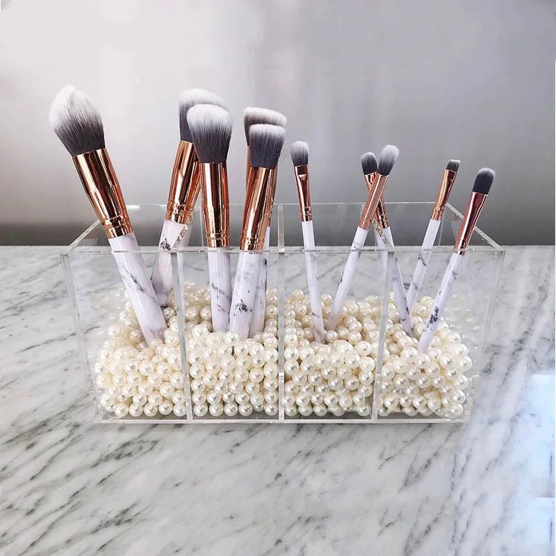 Акриловый Органайзер для кистей и вкладышей 4 отделения чехол подставка губной