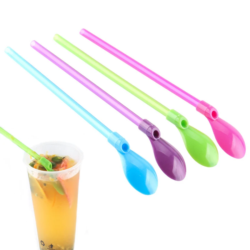 

Drinking Tea Straws Spoon 2018 New Arrival Plastic dual purpose 2PCS/Lot Yerba Mate Bar Kitchen Accessories one-piece Creative