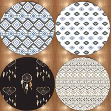 Else этнические сказки геометрические Синие Серые 3d нескользящие микрофибры круглые ковры для гостиной кухни спальни ванной комнаты