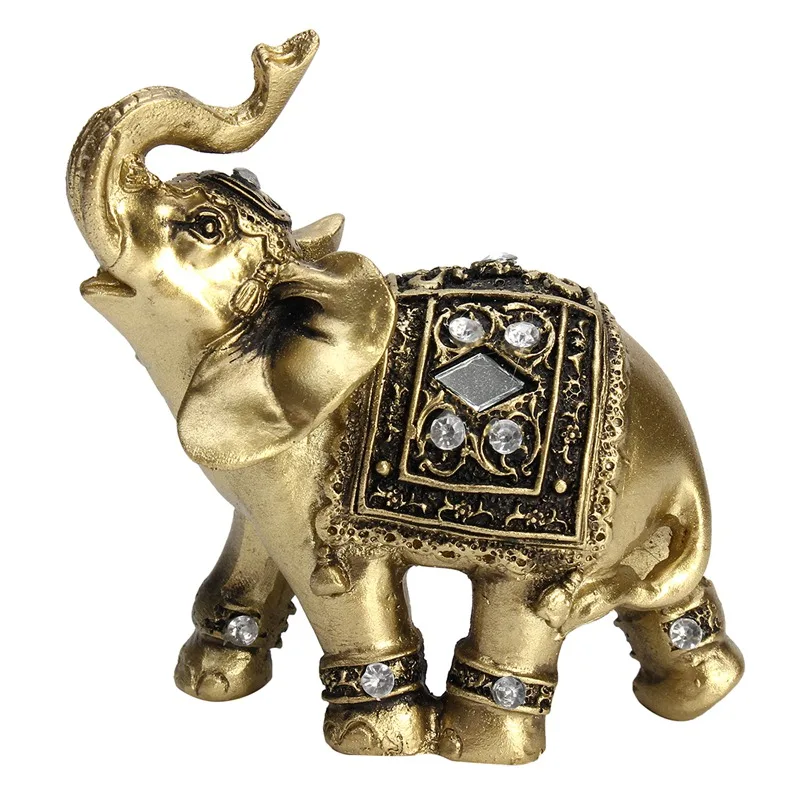 Caliente exquisito Feng Shui elegante estatua de elefante suerte riqueza estatuilla adornos regalo para el hogar Oficina Decoración de escritorio artesanías