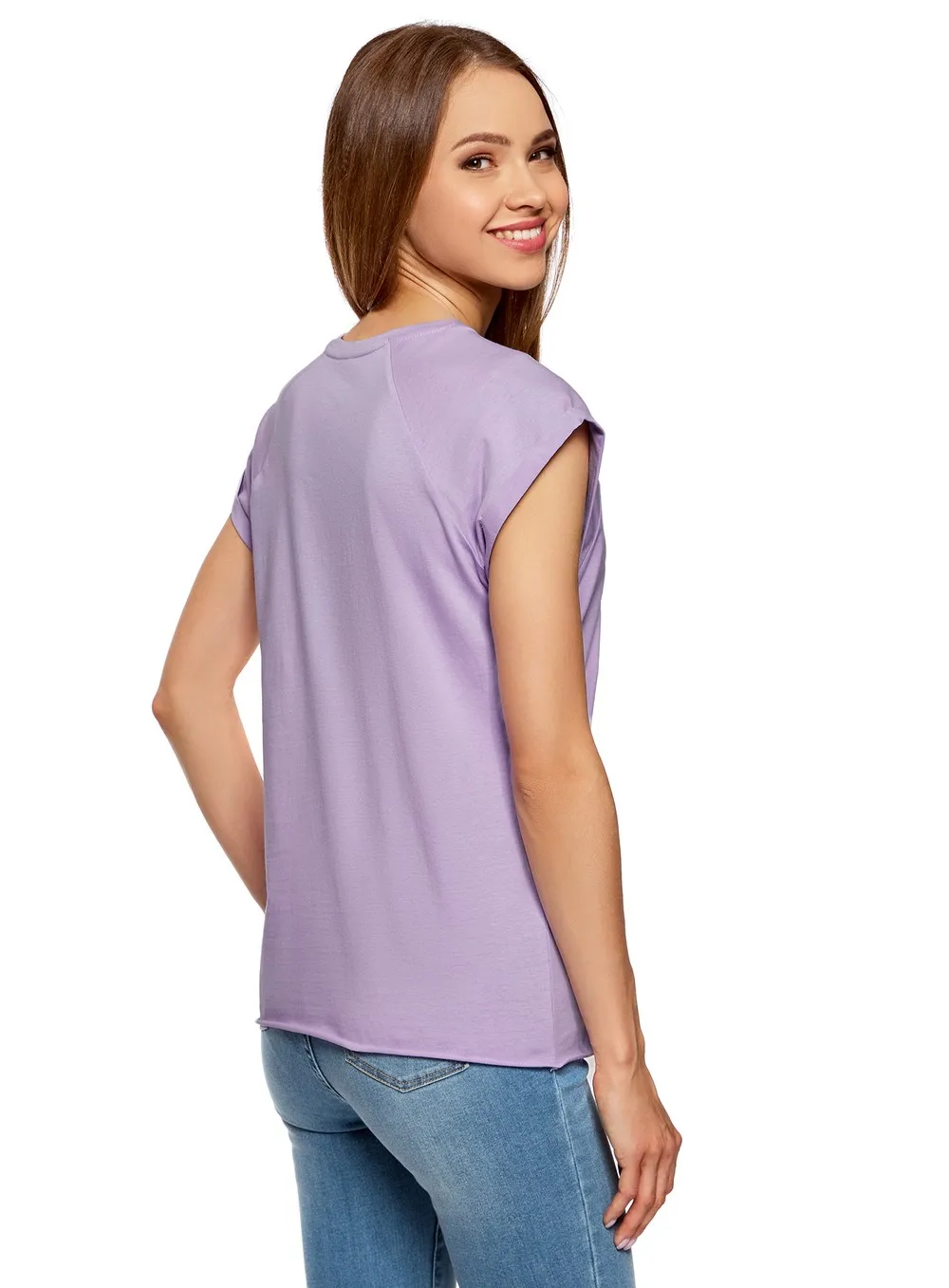 oodji Футболка хлопковая с принтом 14707001 44 46154|top tees|t-shirt cottontop cotton |