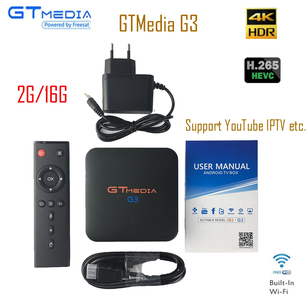 

GTMEDIA G3 S905W Android 7.1. 2 Smart Tv Box Media Player 2GRAM 16GROM Remote Control Built-in Wifi Set Top Box Support IPTV
