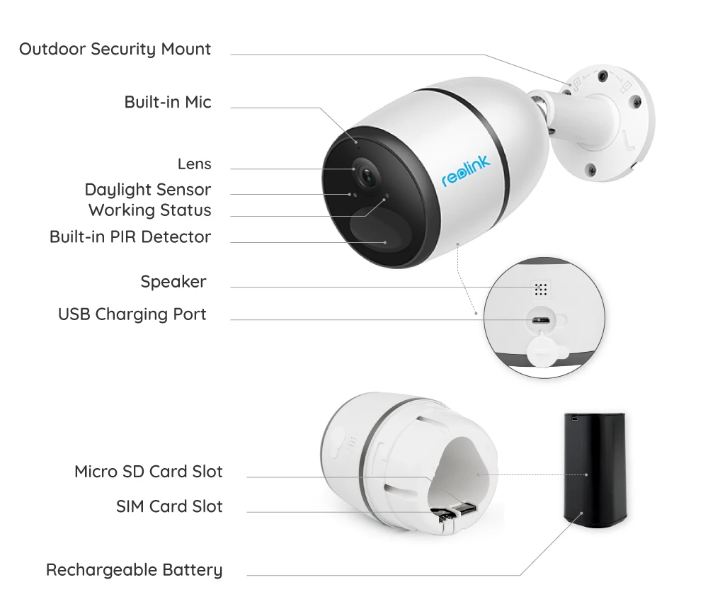 Reolink Wi-Fi безопасности Камера Перезаряжаемые Батарея питание 1080 P Full HD Крытый всепогодный IP Cam 130 широкий угол обзора