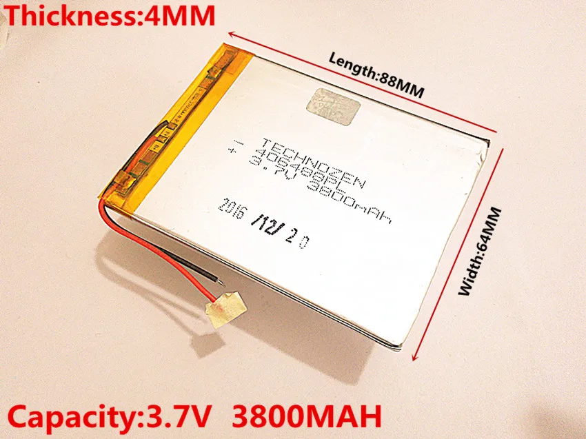 

for tablet pc 7 inch MP3 MP4 [406488] 4mm*64mm*88mm 3.7V 3800mah (polymer lithium ion battery) Li-ion battery