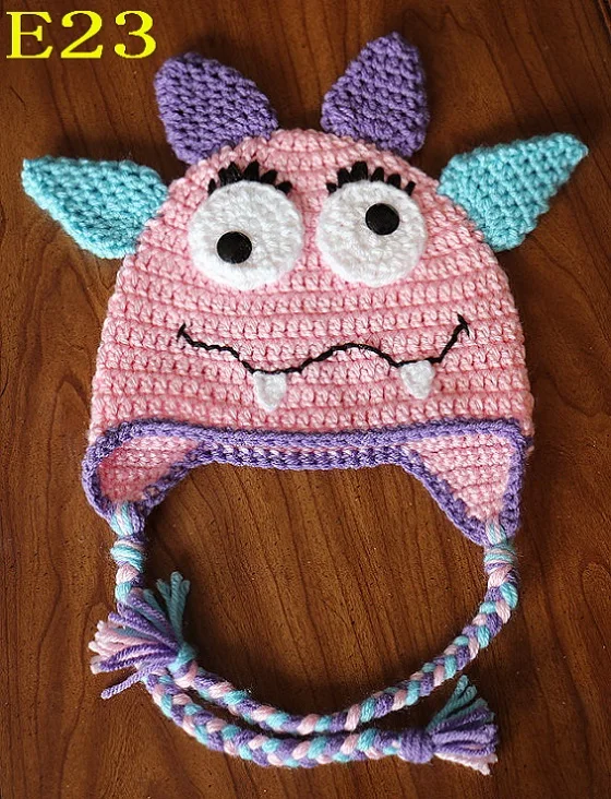 New handmade Crochet baby monster hat, 100 cotton Halloween cartoon