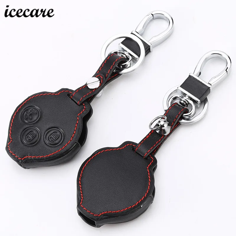 

Icecare Car Styling Genuine Leather Car Keychain Key Fob Case Cover Wallet For Mercedes Benz Smart Fortwo For Four City