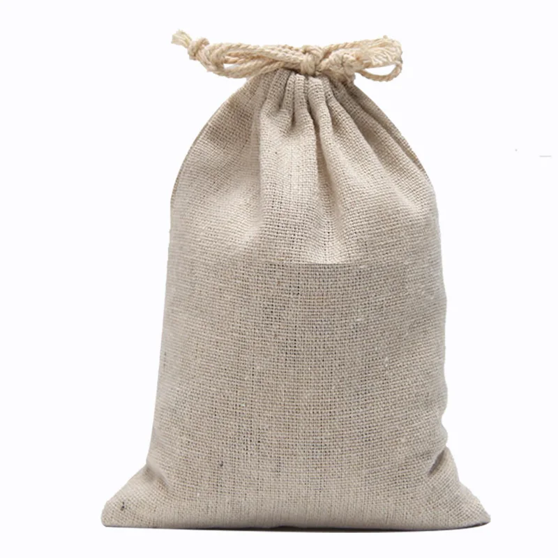 Us 14 93 6 Off Large Linen Cotton Muslin Bags With Drawstring 20x30cm 7 8