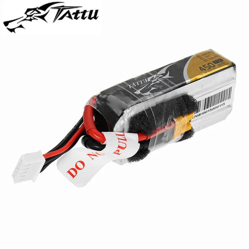 

TATTU 14.8V 450mAh 75C 4S Rechargeable Lipo Battery XT30U-F Plug Connector for RC Helicopter Quadcopter FPV ModelsParts