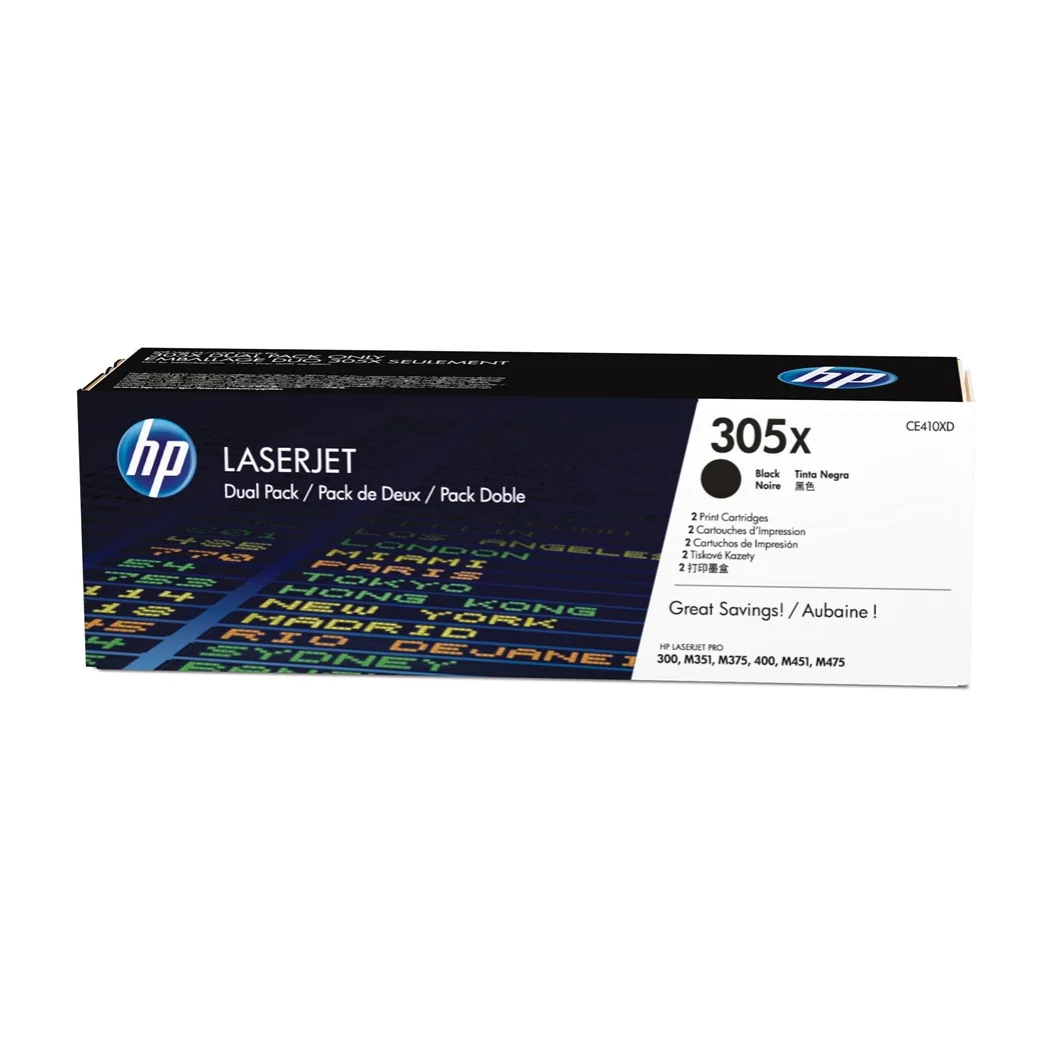 HP 305X 2 pack High Yield Black Original LaserJet Toner Cartridges, Laser cartridge, 8000 pages