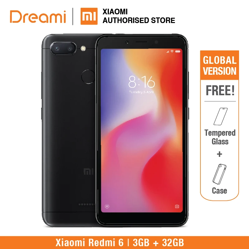 

Global Version Xiaomi Redmi 6 32GB ROM 3GB RAM (Brand New and Sealed)