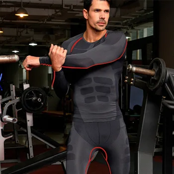 

2019 New Compression Men's Tight Suits Quick Dry Sets Joggers Tops and Pants Fitness Tight Clothes