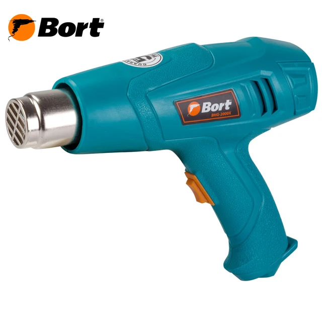 Фен технический Bort BHG-2000X (Мощность 2000 Вт, 2 режима работы, воздушный поток 300/500 л./мин, температура 350/600°С)
