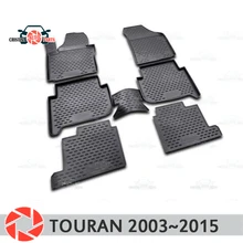 Коврики для Volkswagen Touran 2003~ коврики Нескользящие полиуретановые грязезащитные внутренние аксессуары для стайлинга автомобилей