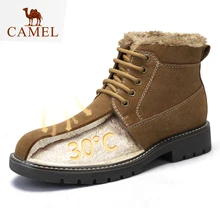 CAMEL Men’s Winter Boots with Warm Fur Genuine Leather England TideTooling Boot Fashion Ankle Boots Casual Shoes Men