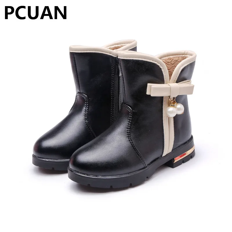 

2018 new comfortable boots Korean version of the leather boots Princess boots large children's fashion cotton shoes plus velvet