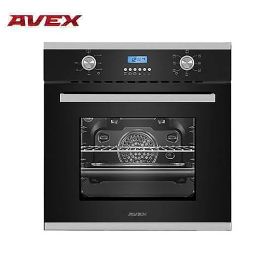 Электрический духовой шкаф с конвекцией AVEX HM 6170 W, белое стекло фасад(дисплей, стеклянный фасад, 7 функций, обьем 56л, кольцевой нагрев.элемент, утапливаемые ручки, тангенциальное охлаждение, конвекция, гриль - Color: black glass sleel