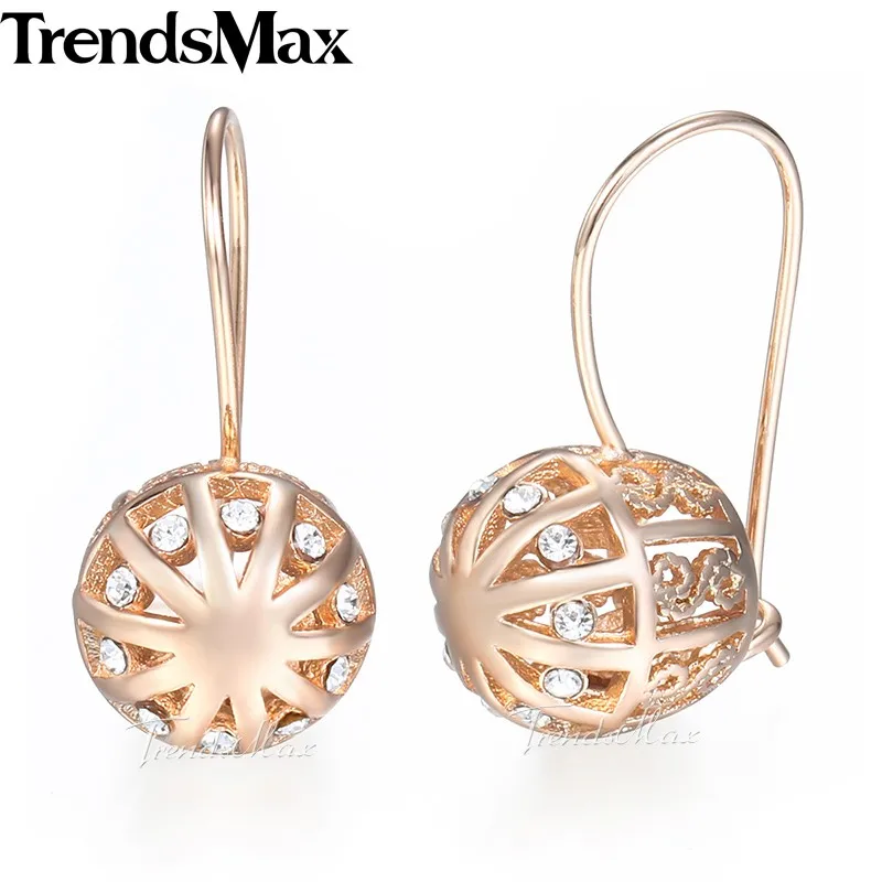 

Trendsmax 585 Rose Gold Earrings For Women Zirconia Flower Earrings Women's Jewelry KGE123