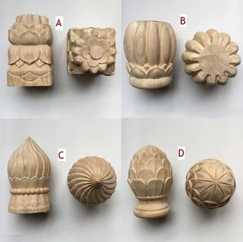 Premintehdw Solid Wood Carved Post Bed Handrail Decorative End Head