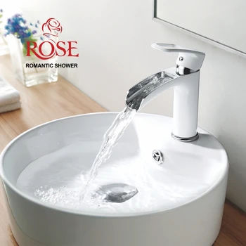 

ROSE basin mixer, faucet deck mounted solid brass basin mixer, waterfall, chrome plated faucet in the sink R1201F