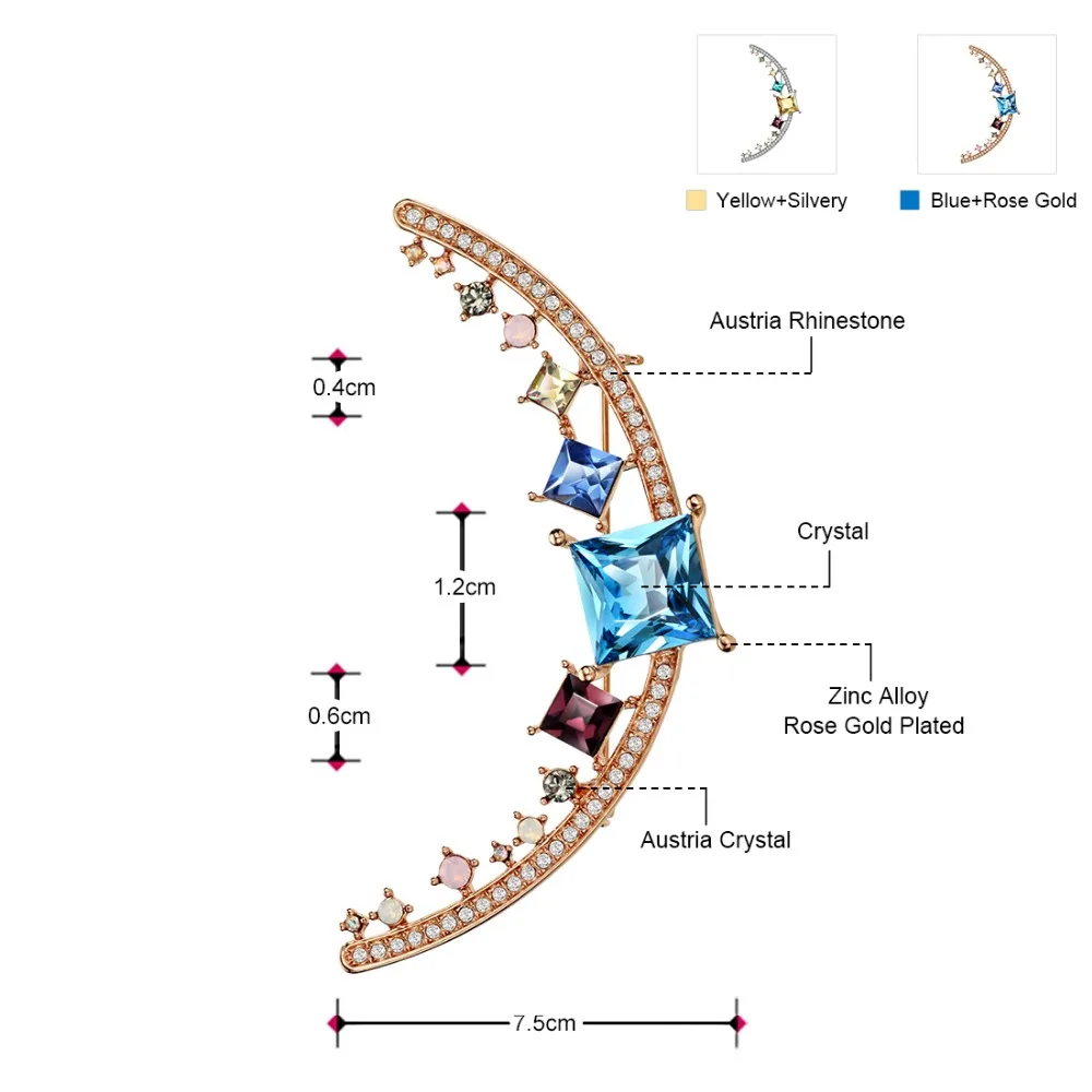 Neoglory, австрийские кристаллы и стразы, красочный дизайн Луны, брошь, драгоценный стиль для леди, свитер, подарок, платье, Классические, вечерние, на каждый день