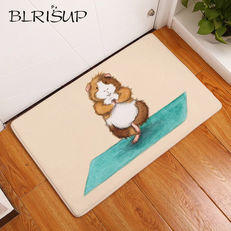 

BLRISUP Cartoon Animal Yoga Hamster Printed Floor Mat Bedroom Carpets Dust-proof Anti-Slip Door Mats Outdoor Front Door Mat Rug