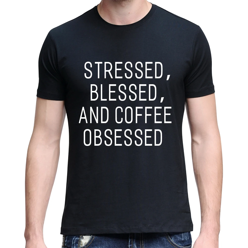 Men Summer Short Sleeve T Shirt Coffee English Letter Words Print ...