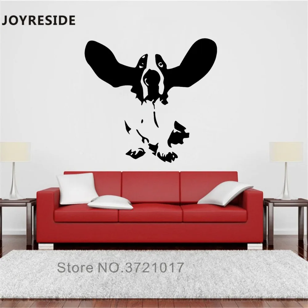 JOYRESIDE Sitting Dog Wall Decal Pet Dog Cute Wall Sticker Animal Big Ears Vinyl Decor Home
