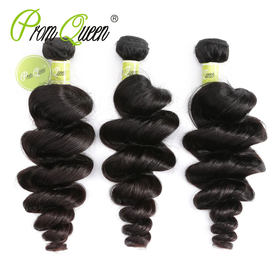 

Prom Queen Loose Wave Human Hair 1/3/4 Bundles Peruvian Hair Weave Bundles 8A Natural Color