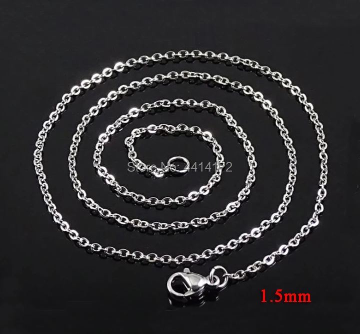 

Wholesale 50pcs 1.5mm steel silver color thin small cross welding chains stainless steel necklaces women men's fashion jewelry