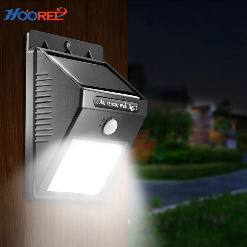 

HOOREE 6 LED Outdoor Solar Light Body Motion Sensor Solar Lamp Waterproof IP65 Solar Power Garden Light Sun Light LED Wall Lamp