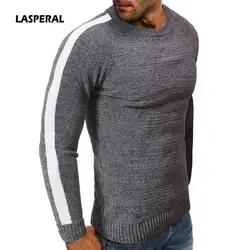 LASPERAL 2019 Осень Мужской базовый вязаный свитер Повседневный пуловер с круглым вырезом в полоску пэчворк тонкий высокое качество Брендовые