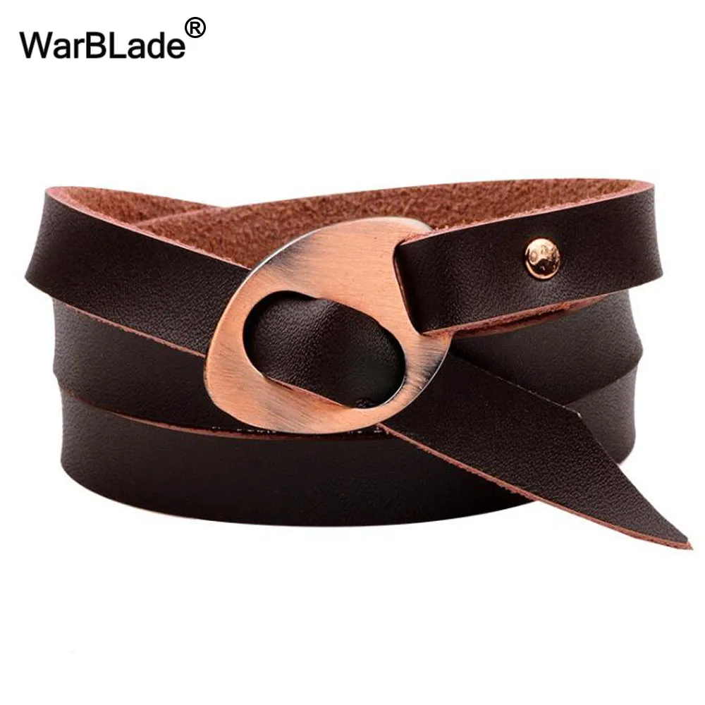 WarBLade 2018 New Design Black Men Bracelets Bangles Fashion Jewelry Multilayer Genuine Leather Bracelet For Women Wristband