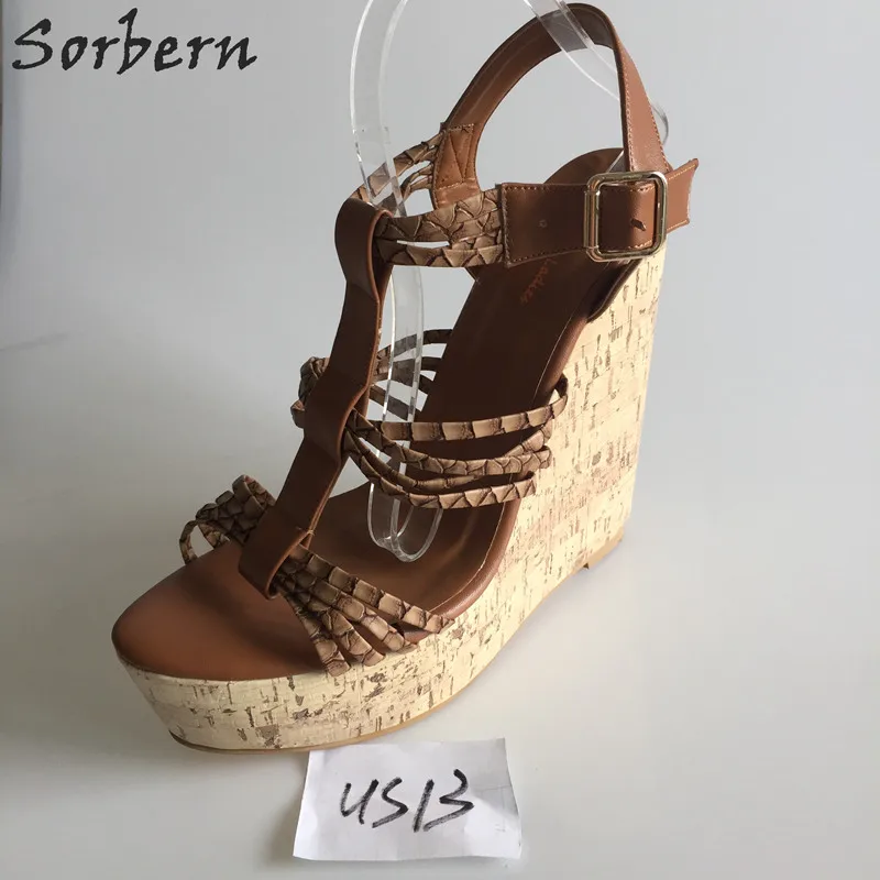 

Sorbern In Stock US13=EU44 Women Wedges Sandals Shoes PU 2018 Buckle Strap Ladies Party Shoes Plus Size Sandals Summer Shoes