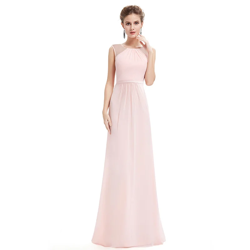 Большие размеры дешевые длинные шифоновые Румяна розовое платье подружки невесты 2019 A-Line vestido de festa De Casamen для официального торжества