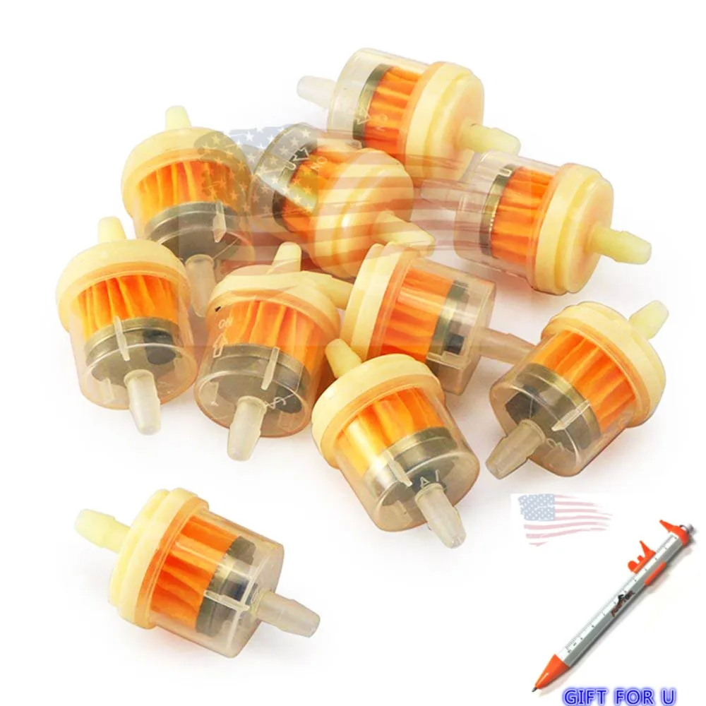 10 Plastic Inline Fuel/Gas Filter For 3/16" ID Line Motocycle Mini