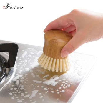 OYOURLIFE Kitchen Creative Bamboo Handle Cleaning Brush Scourer Pan Dish Bowl Pot Brush Household Kitchen Cleaning Tools 3