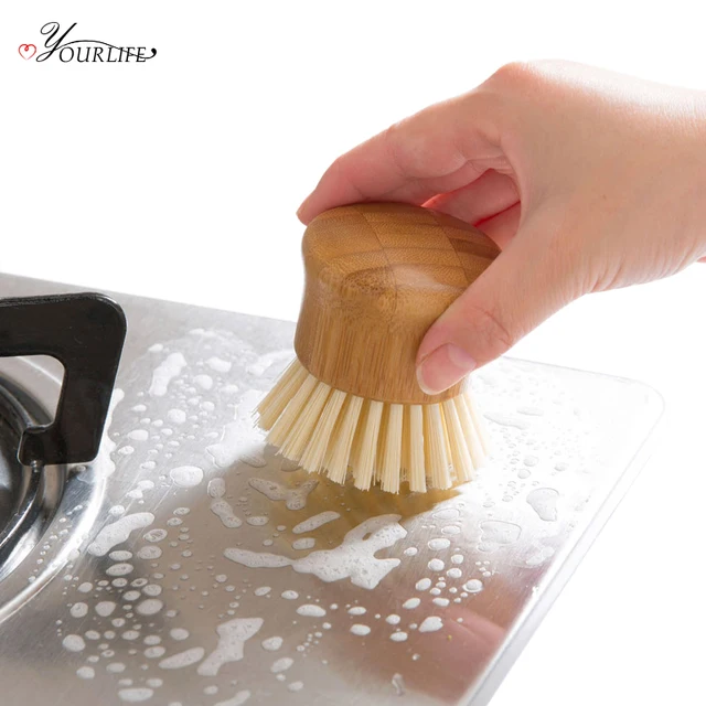 OYOURLIFE Kitchen Creative Bamboo Handle Cleaning Brush Scourer Pan Dish Bowl Pot Brush Household Kitchen Cleaning Tools 3