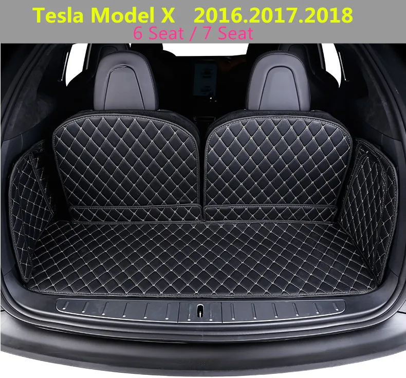 

For Tesla Model X 2016.2017.2018 Full Rear Trunk Tray Liner Cargo Mat Floor Protector foot pad mats High Quality Leather